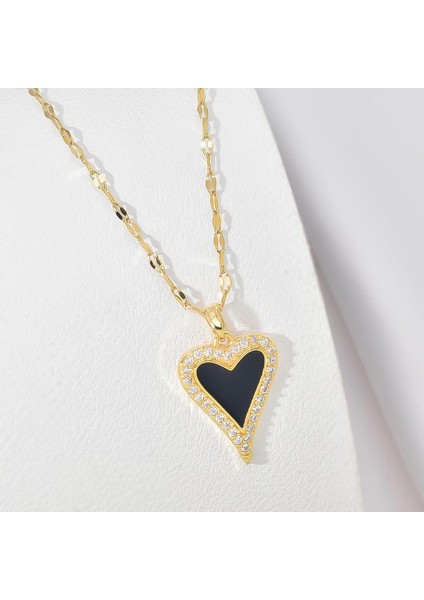 BINRONG0166 Altın Kalp Zirkonyum Kolye (Yurt Dışından) fiyatları