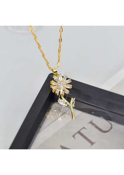 BINRONG0240 Altın Rengi Dönebilen Küçük Papatya Zirkon Kolye (Yurt Dışından) fiyatları