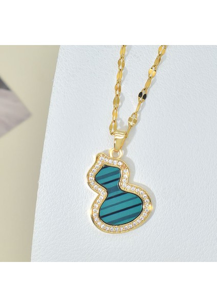 BINRONG0221 Altın Çizgili Su Kabağı Stilize Zirkonyum Kolye (Yurt Dışından) fiyatları