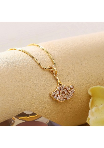 BINRONG0038 Altın Ginkgo Yaprak Zirkon Kolye (Yurt Dışından) fiyatları