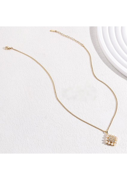 BINRONG0097 Altın Dört Yapraklı Çiçek Zirkon Kolye (Yurt Dışından) fiyatları