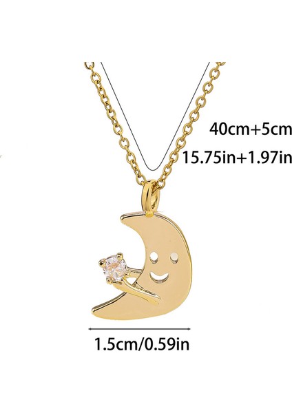 BINRONG004 Altın Smiley Ay Zirkon Kolye (Yurt Dışından) fiyatları