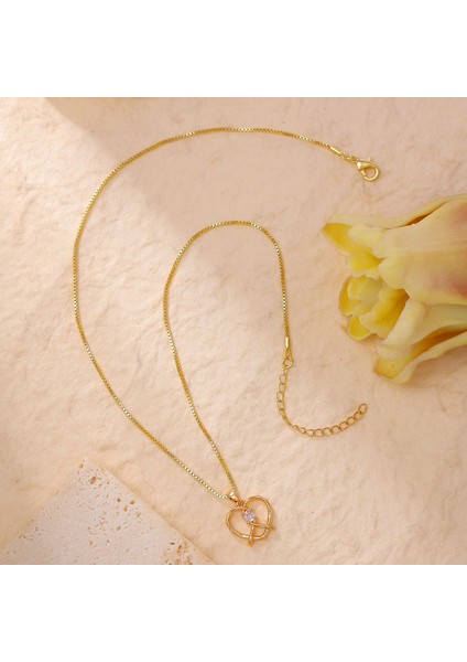 BINRONG0017 Altın Kalp Iç Içe Geçmiş Zirkon Kolye (Yurt Dışından) modelleri
