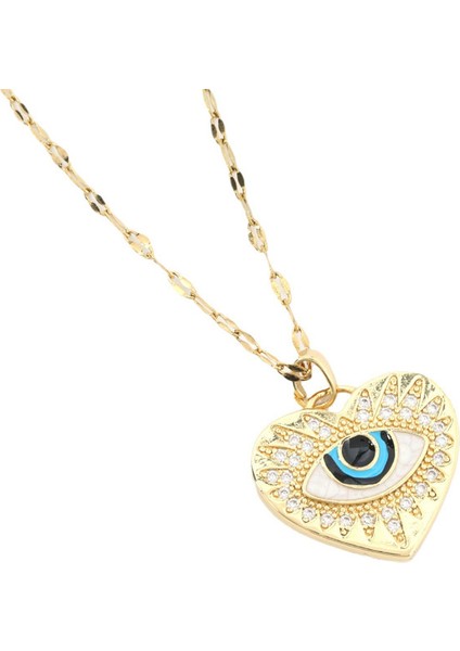 BINRONG0138 Altın Kalp Gözü Zirkon Kolye (Yurt Dışından)