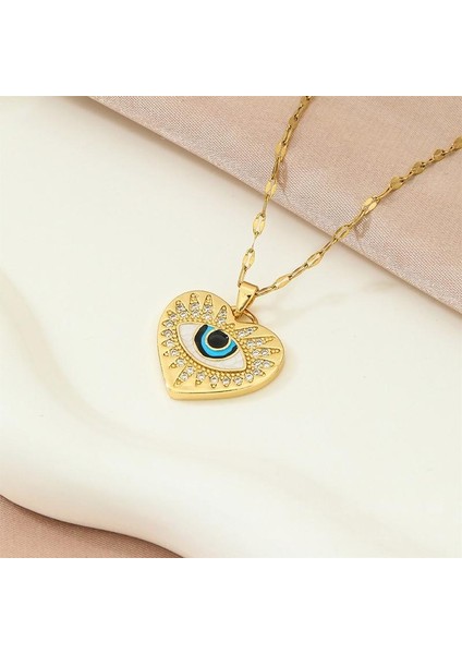 BINRONG0138 Altın Kalp Gözü Zirkon Kolye (Yurt Dışından) fiyatları