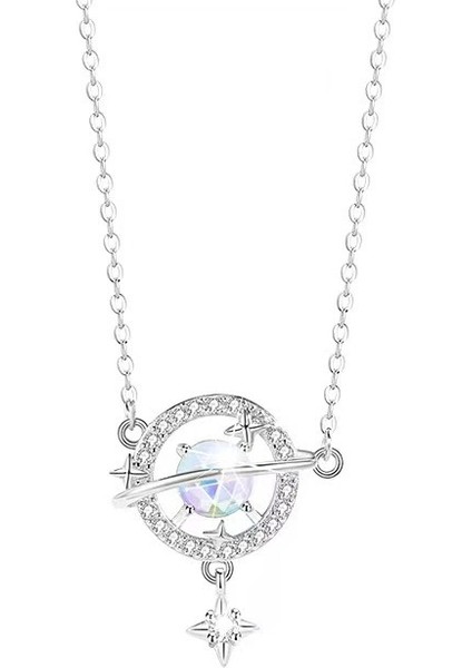 BINRONG0341 Gümüş Planet Zirkon Kolye (Yurt Dışından)