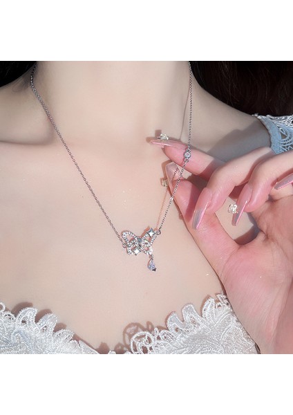 BINRONG0359 Gümüş Yıldız Kelebek Zirkon Taşlı Kolye (Yurt Dışından) fiyatları