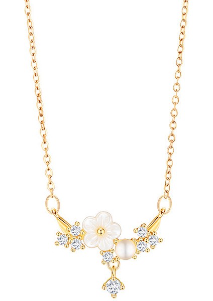 BINRONG0488 Altın Çiçek Zirkon Kolye (Yurt Dışından)