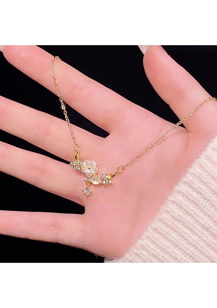 BINRONG0488 Altın Çiçek Zirkon Kolye (Yurt Dışından) fiyatları