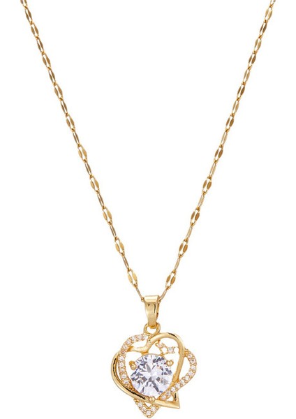 BINRONG0068 Sevgiyle Birbirine Geçen Zirkon Kolye (Yurt Dışından)