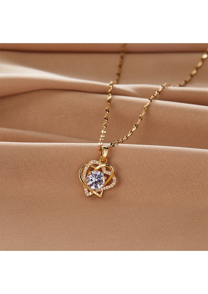 BINRONG0068 Sevgiyle Birbirine Geçen Zirkon Kolye (Yurt Dışından) fiyatları