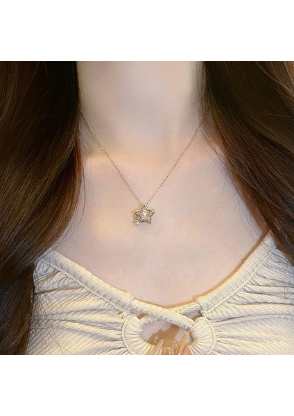 BINRONG0498 Gümüş Pentagram Zirkon Taşlı Kolye (Yurt Dışından) fiyatları