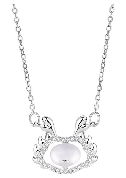 BINRONG0373 Gümüş Huzurlu Ejderha Zirkon Kolye (Yurt Dışından)
