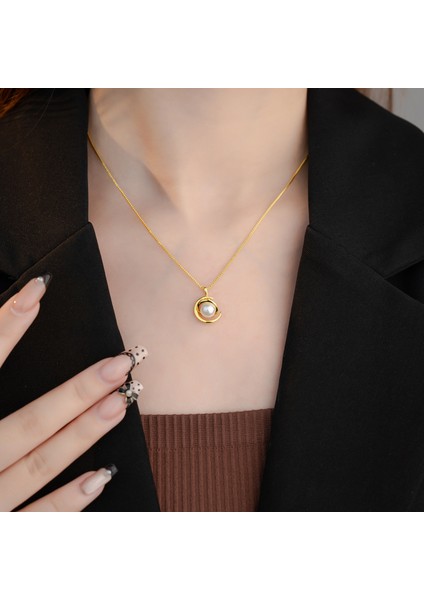 BINRONG0492 Altın Gezegen Ay Zirkon Kolye (Yurt Dışından) fiyatları