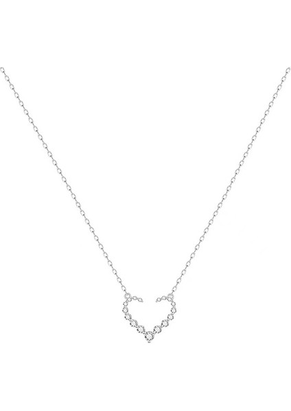 BINRONG0427 Gümüş Kesme Kalp Zirkon Kolye (Yurt Dışından)