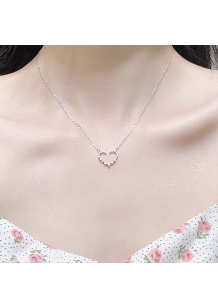 BINRONG0427 Gümüş Kesme Kalp Zirkon Kolye (Yurt Dışından) fiyatları