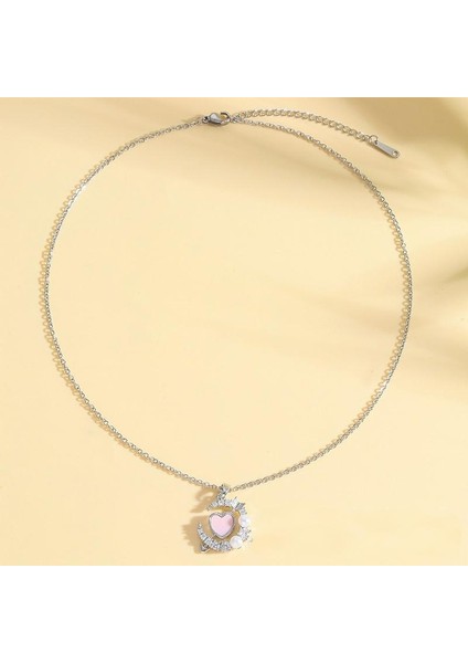 BINRONG0113 Gümüş Kalpten Geçen Tek Ok Zirkon Taşlı Kolye (Yurt Dışından) fiyatları