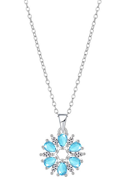 BINRONG0300 Gümüş Kar Tanesi Zirkon Taşlı Kolye (Yurt Dışından)