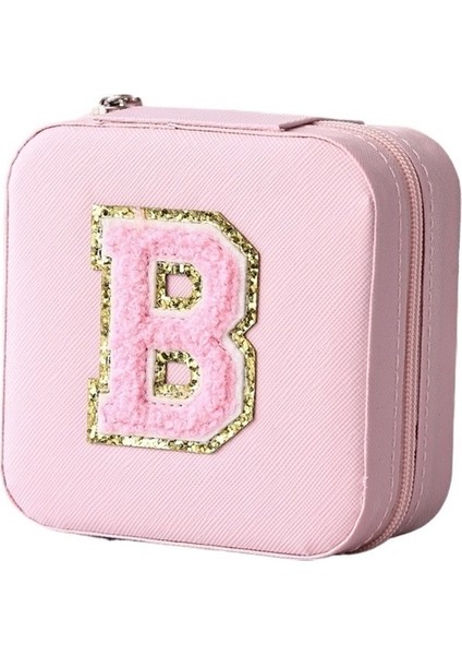 Alfabe Tarzı Aynalı Taşınabilir Yüzük Kutusu (Pembe B) (Yurt Dışından)