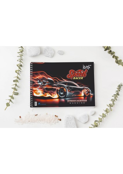 Okul Öncesi Küçük Boy Yarış Arabaları 12 Adet Küçük Boy Set 15 Yapraklı Karton Kapaklı Resim Defteri 17X24CM modelleri