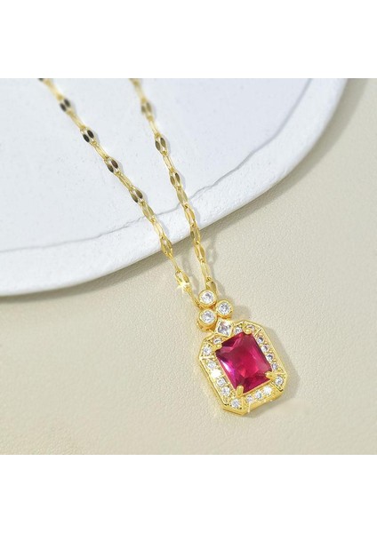 BINRONG0213 Altın Kare Zirkonyum Kolye (Yurt Dışından) fiyatları