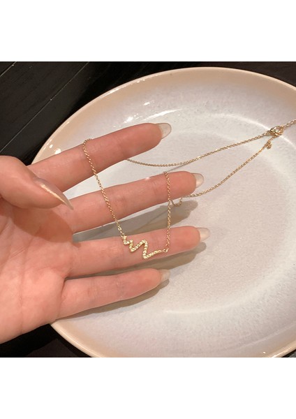 BINRONG0412 Altın Su Dalgası Stilize Zirkonya Kolye (Yurt Dışından) fiyatları