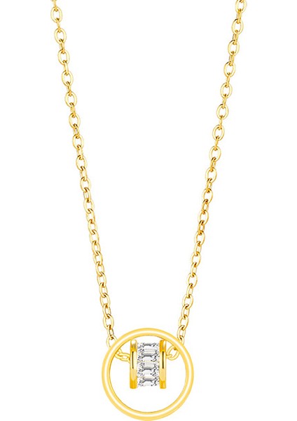 BINRONG0436 Altın Daire Gerdanlık Zirkon Kolye (Yurt Dışından)