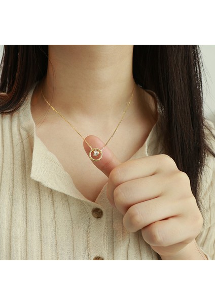 BINRONG0436 Altın Daire Gerdanlık Zirkon Kolye (Yurt Dışından) fiyatları