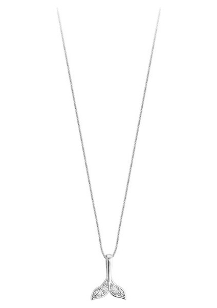 BINRONG0336 Gümüş Balık Sırtı Zirkon Taşlı Kolye (Yurt Dışından)