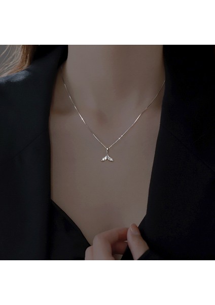 BINRONG0336 Gümüş Balık Sırtı Zirkon Taşlı Kolye (Yurt Dışından) fiyatları