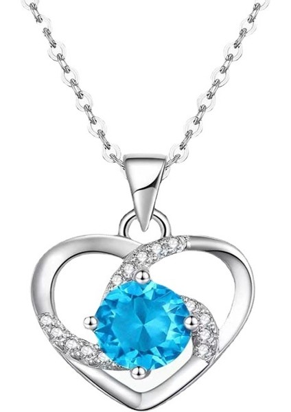 BINRONG0218 Gümüş Kalp Zirkonyum Kolye (Yurt Dışından)