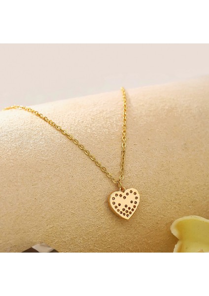 BINRONG0030 Altın Kalp Zirkon Kolye (Yurt Dışından) fiyatları