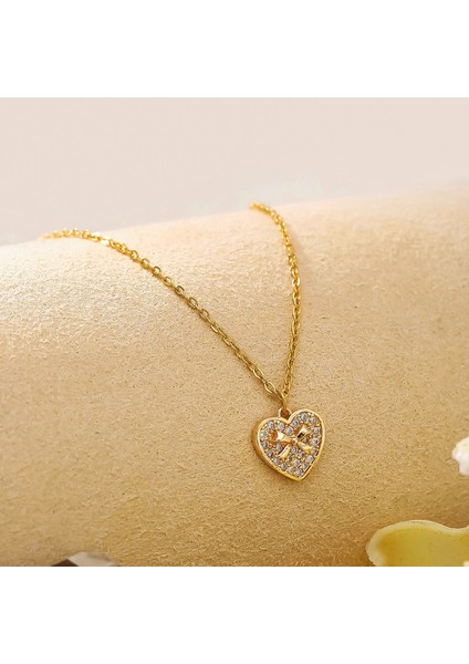 BINRONG0030 Altın Kalp Zirkon Kolye (Yurt Dışından) modelleri