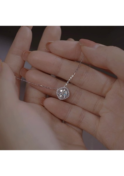 BINRONG0340 Gümüş Şeker Küpü Zirkon Kolye (Yurt Dışından) fiyatları