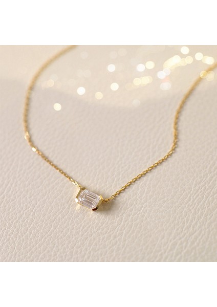 BINRONG0309 Altın Şeker Küp Zirkon Kolye (Yurt Dışından)