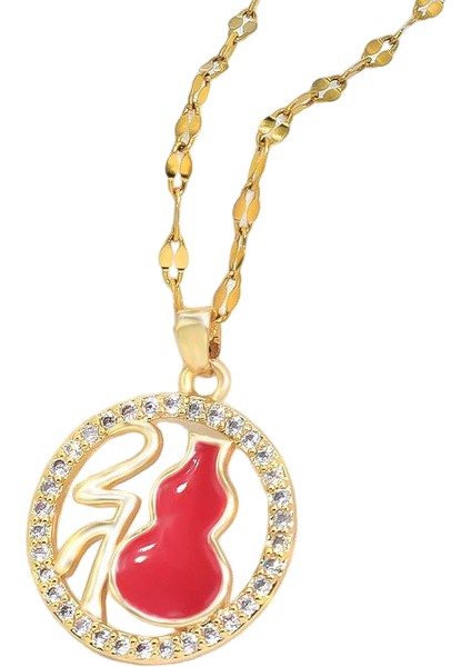 BINRONG0220 Altın Kabak Şeklinde Zirkonyum Kolye (Yurt Dışından)