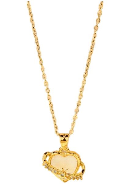 BINRONG0538 Altın Kalp Zirkonya Kolye (Yurt Dışından)