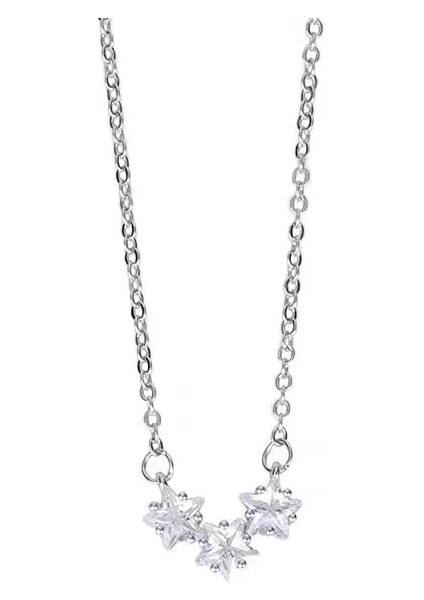 BINRONG0580 Gümüş Beş Köşeli Yıldız Zirkon Kolye (Yurt Dışından)