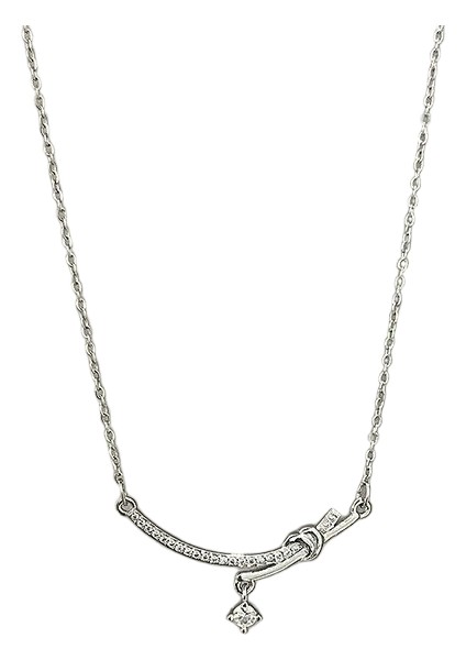 BINRONG0569 Gümüş Gülümseme Zirkon Kolye (Yurt Dışından)
