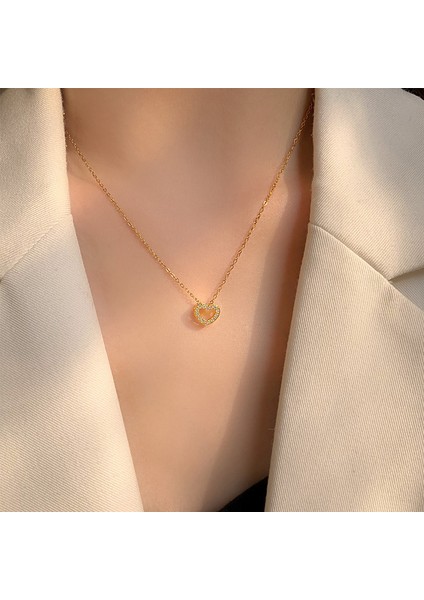 BINRONG0570 Altın Boş Kalp Zirkonya Kolye (Yurt Dışından) fiyatları
