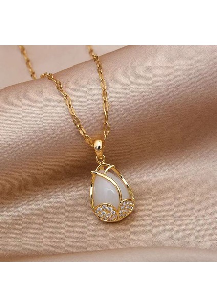 BINRONG0051 Altın Lale Zirkon Kolye (Yurt Dışından) fiyatları
