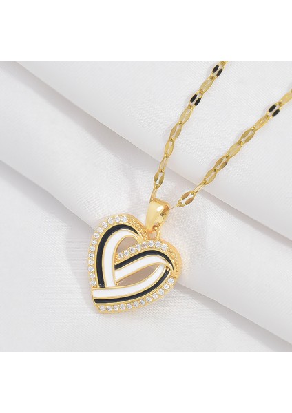 BINRONG0164 Altın Iç Içe Geçmiş Kalp Zirkon Kolye (Yurt Dışından) fiyatları