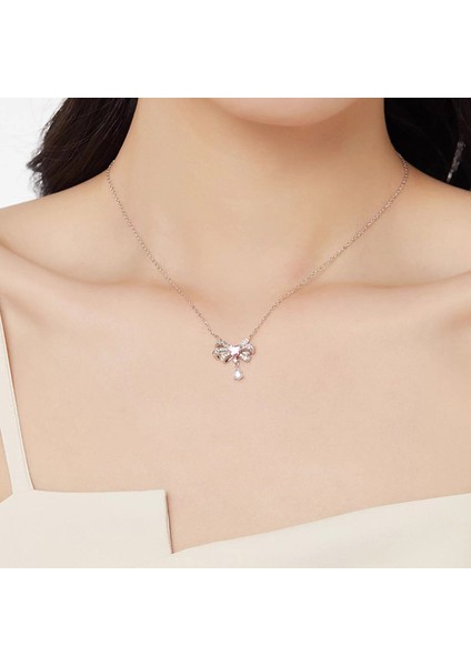 BINRONG0486 Gümüş Fiyonk Pembe Zirkon Kolye (Yurt Dışından) fiyatları