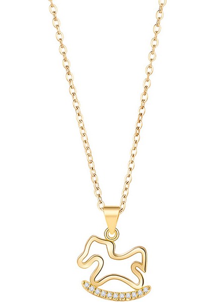 BINRONG0332 Altın Truva Atı Zirkonyum Kolye (Yurt Dışından)