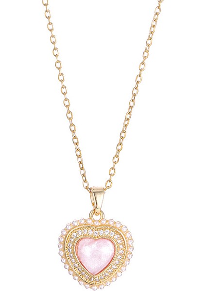 BINRONG0117 Altın Kalp Zirkonyum Kolye (Yurt Dışından)