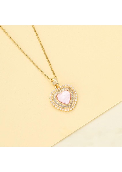 BINRONG0117 Altın Kalp Zirkonyum Kolye (Yurt Dışından) fiyatları