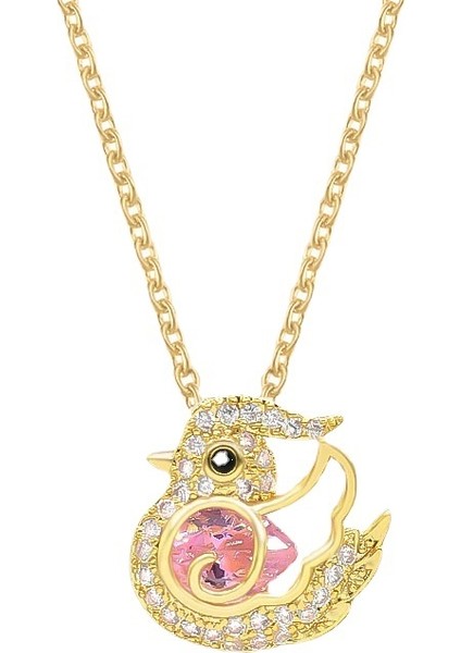 BINRONG0227 Altın Muhabbet Kuşu Zirkonyum Kolye (Yurt Dışından)