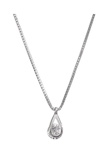 BINRONG0269 Gümüş Damla Zirkon Kolye (Yurt Dışından)