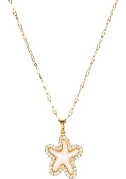 BINRONG0199 Altın Denizyıldızı Zirkonyum Kolye (Yurt Dışından)