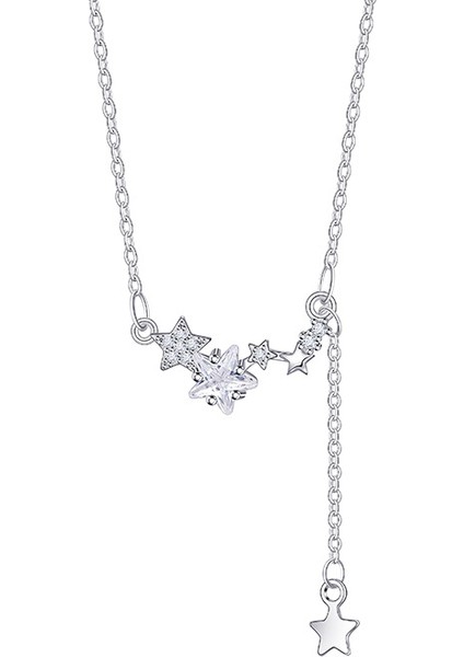 BINRONG0274 Gümüş Yıldız Zirkon Kolye (Yurt Dışından)